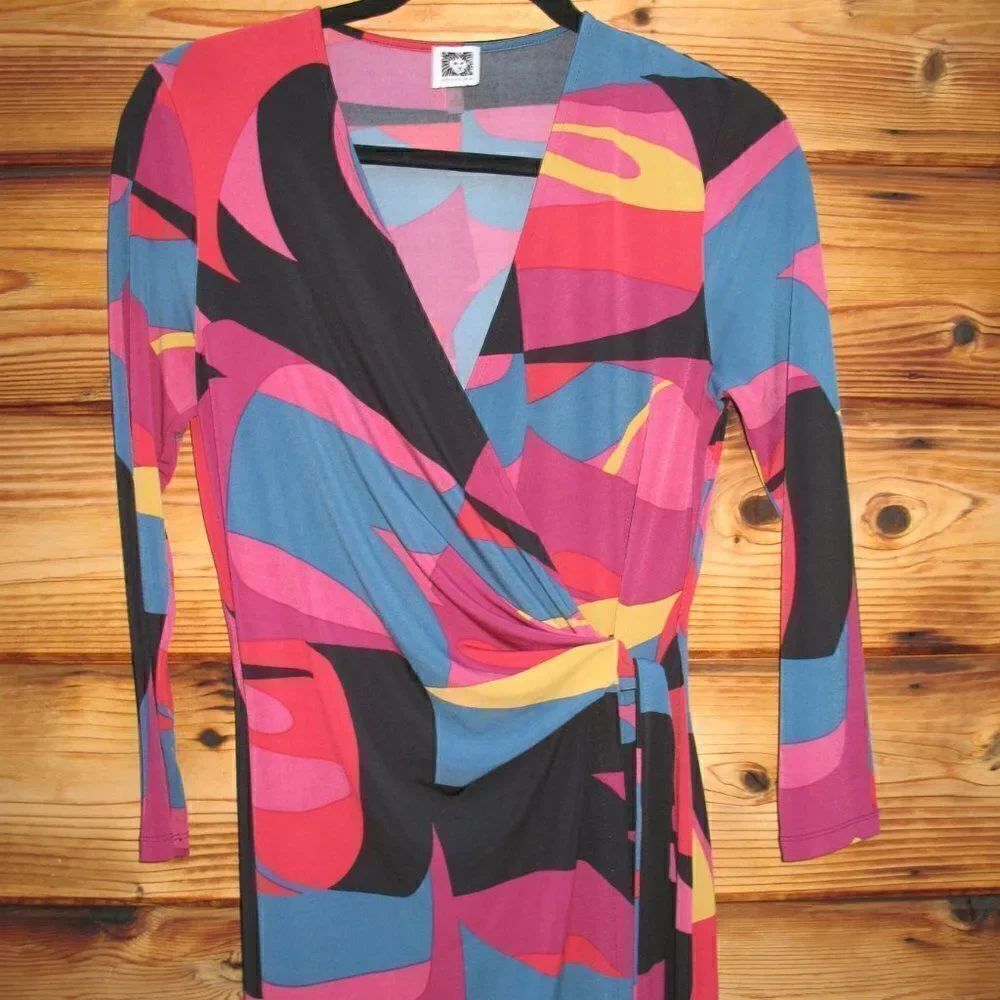 Multi Color Jersey Wrap Dress - Picture 3 of 7